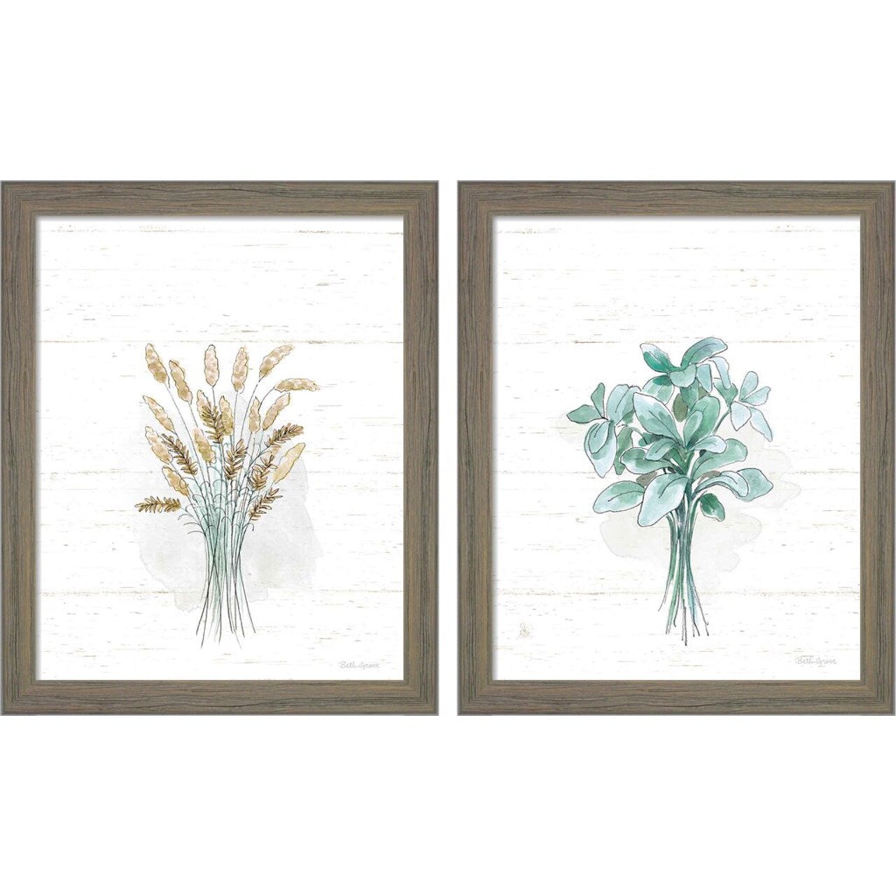 Farmhouse Cotton No Words Neutral by Beth Grove, 2 Piece Rustic Gray Framed Art Set